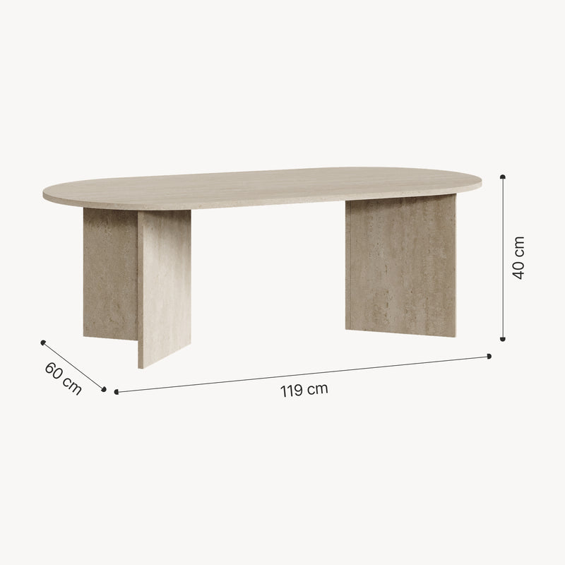 Esquema acotado Mesa de centro Kynd 119x60x40 cm [en.casa]