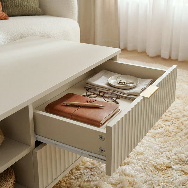 Mesa de centro Nand con 2 cajones [en.casa]