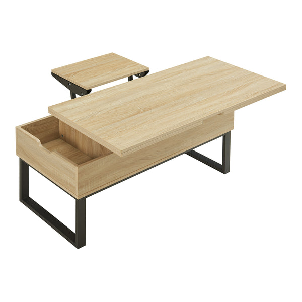 Mesa de centro Rauli con tablero elevable y espacio de almacenamiento 100x50x47 cm [en.casa]