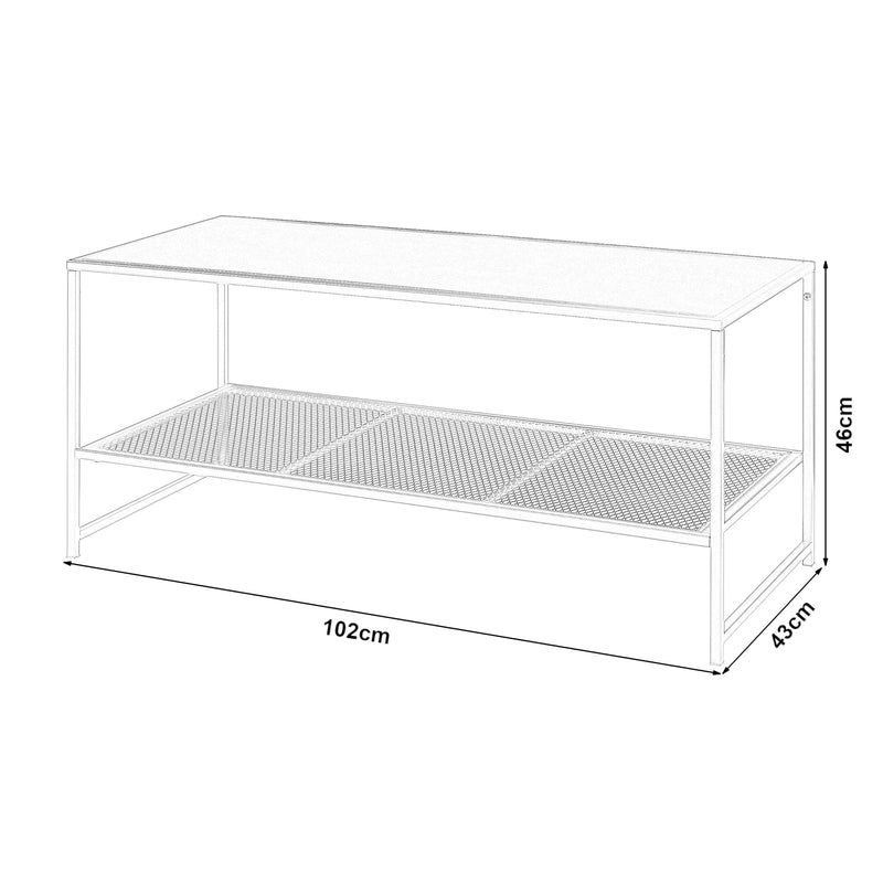 Esquema acotado Mesa de centro Ruokolahti acero 102x43x46cm [en.casa]