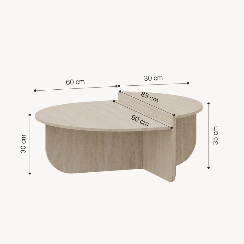 Esquema acotado Mesa de centro Tondesdaslo con tablero doble 90x90x35 cm [en.casa]