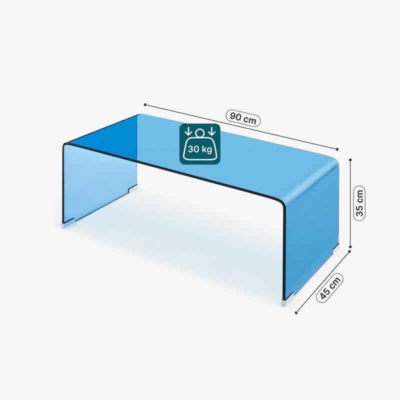 Esquema acotado Mesa de centro Väsas rectangular vidrio templado 90x45x35cm [en.casa]