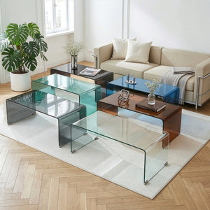 Mesa de centro Väsas rectangular vidrio templado 90x45x35cm [en.casa]