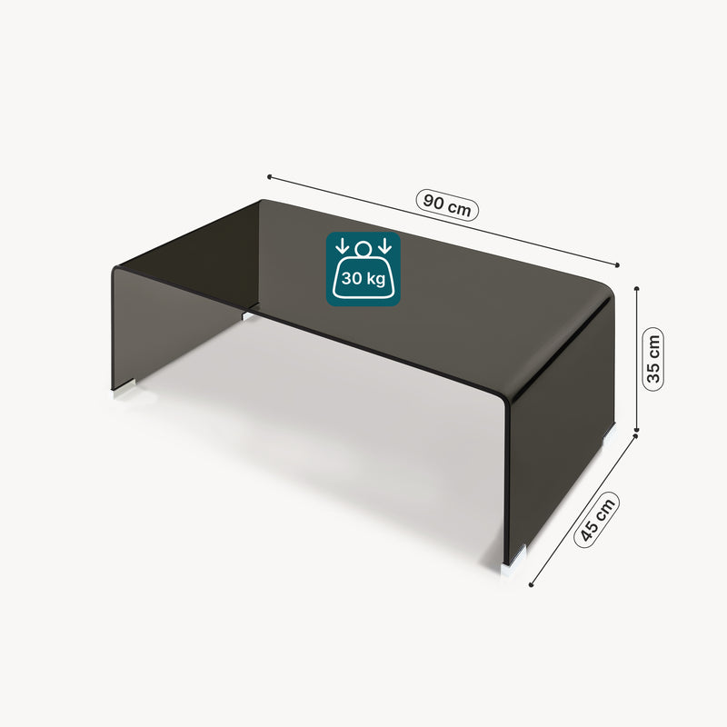 Esquema acotado Mesa de centro Väsas rectangular vidrio templado 90x45x35cm [en.casa]