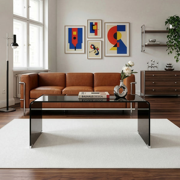 Mesa de centro Väsas rectangular vidrio templado 90x45x35cm [en.casa]
