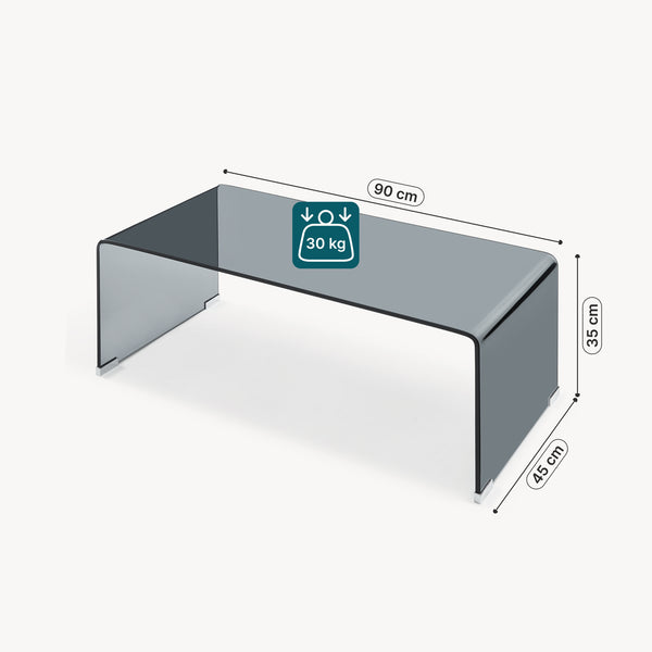 Mesa de centro Väsas rectangular vidrio templado 90x45x35cm [en.casa]