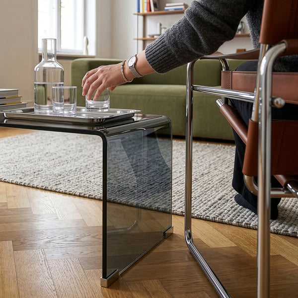 Mesa de centro Väsas rectangular vidrio templado 90x45x35cm [en.casa]