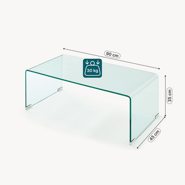 Mesa de centro Väsas rectangular vidrio templado 90x45x35cm [en.casa]