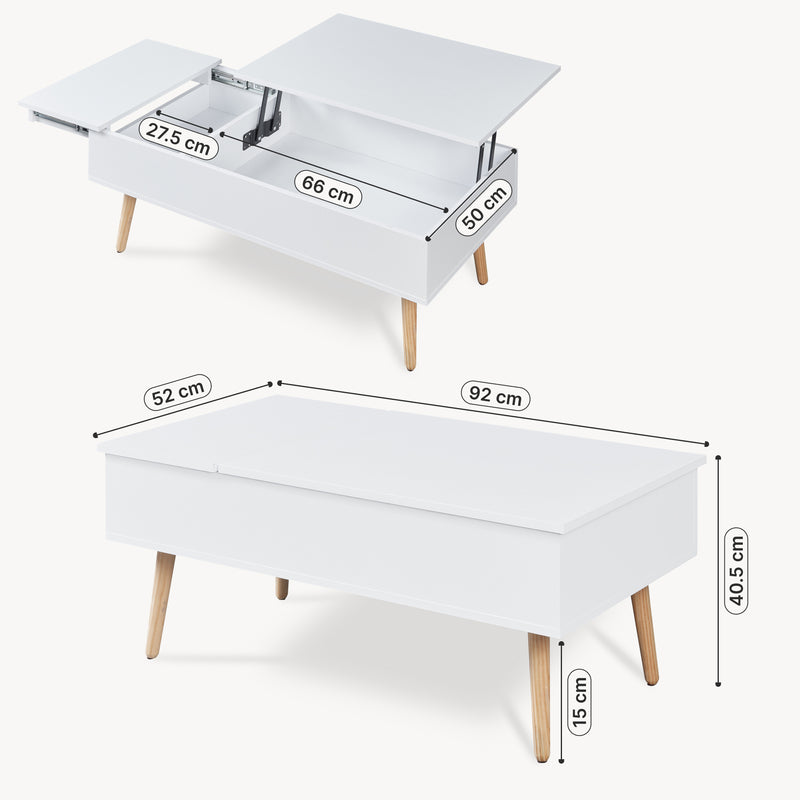 Esquema acotado Mesa de centro con espacio de almacenamiento Flesen [en.casa]