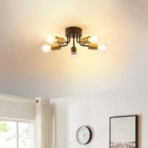 Lámpara de techo Barrow negro/oro [lux.pro] - premiumXL