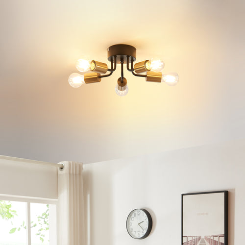 Lámpara de techo Barrow negro/oro [lux.pro] - premiumXL