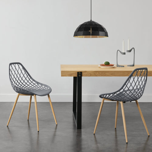 Set de 2 sillas de comedor Varsovia de plástico con aspecto de haya en.casa