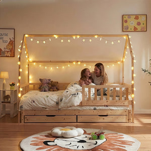 Cama doble para niños Aarghonmaa con colchón 90x200 cm madera de pino [en.casa]