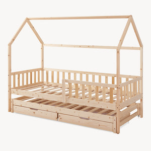 Cama doble para niños Aarghonmaa con colchón 90x200 cm madera de pino [en.casa]