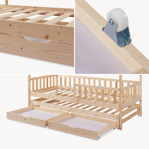 Cama doble para niños Aarghonmaa con colchón 90x200 cm madera de pino [en.casa]