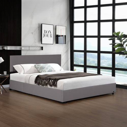 Cama tapizada Juva Cord con somier de lamas Corium