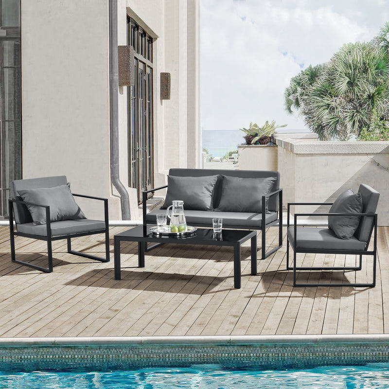 Esquema acotado Conjunto de muebles de jardín Lerum de 4 piezas en varios colores en.casa