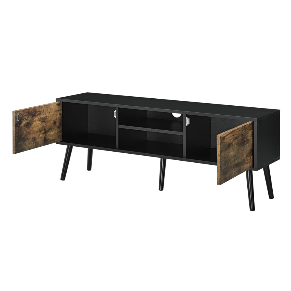 Mesa de televisión Eskilstuna con 2 puertas de armario y 2 estantes [en.casa] - premiumXL