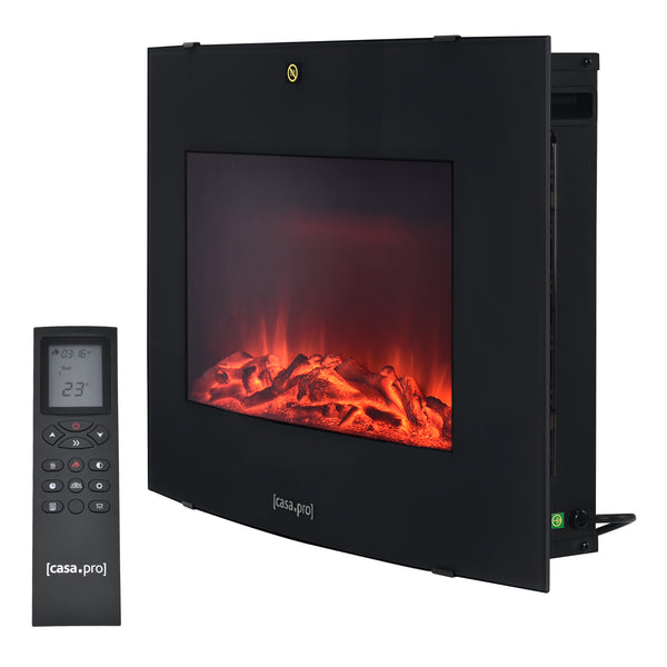Chimenea eléctrica con ventilador calefactor y fuego LED Blanco/Negro casa.pro