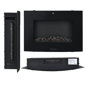 Chimenea eléctrica con ventilador calefactor y fuego LED Blanco/Negro casa.pro