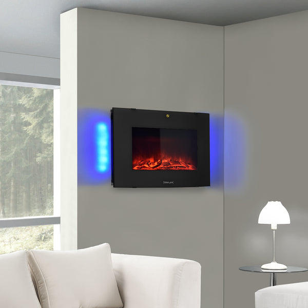 Chimenea eléctrica con ventilador calefactor y fuego LED Blanco/Negro casa.pro