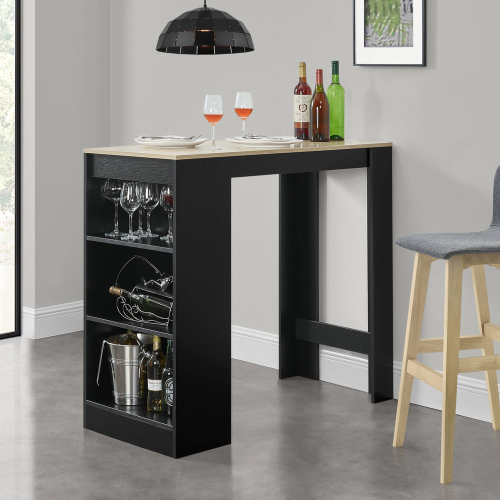 Mesa de bar Kouvola con 3 compartimentos 110x50x103 cm en varios colores [en.casa] - premiumXL