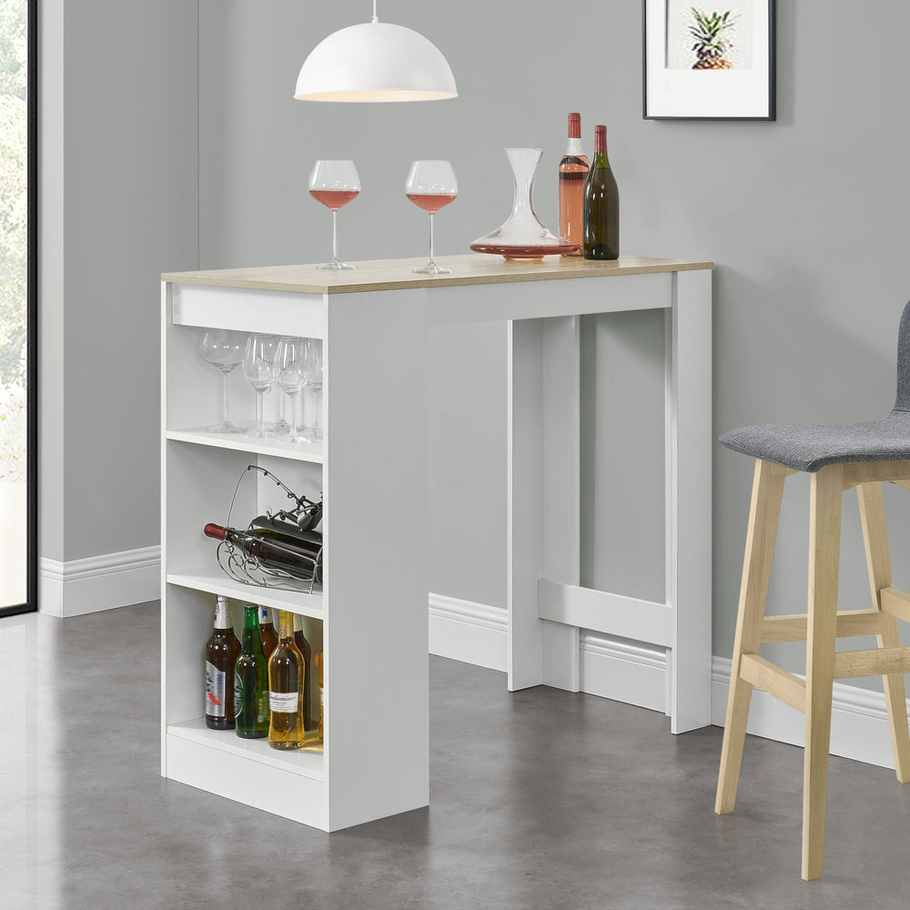 Mesa de bar Kouvola con 3 compartimentos 110x50x103 cm en varios colores [en.casa] - premiumXL
