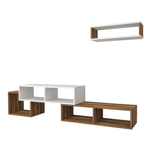 Juego de mesa para televisión Malvik de 2 piezas con estantería [en.casa]