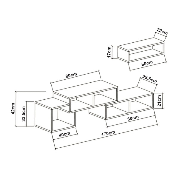Juego de mesa para televisión Malvik de 2 piezas con estantería [en.casa]