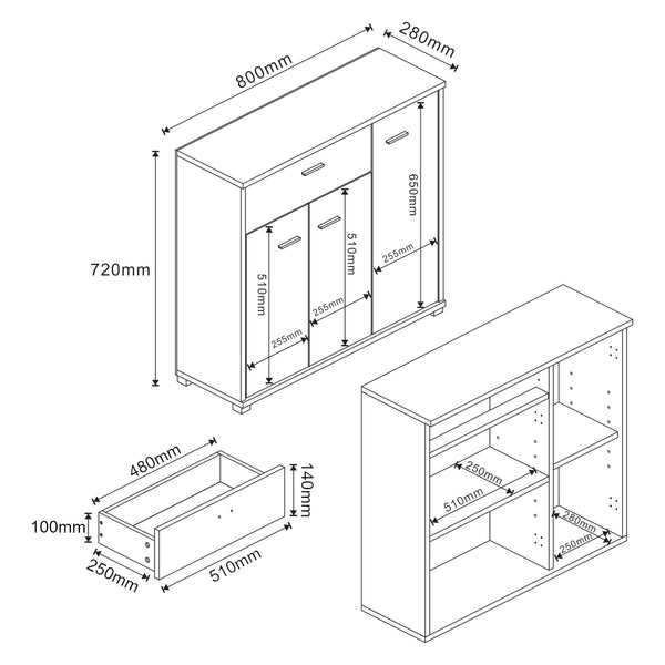 Aparador Bobeck 72x80x28 cm [en.casa]