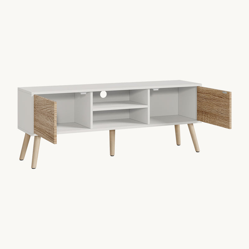 Esquema acotado Mesa de televisión Eskilstuna con 2 puertas de armario y 2 estantes [en.casa]