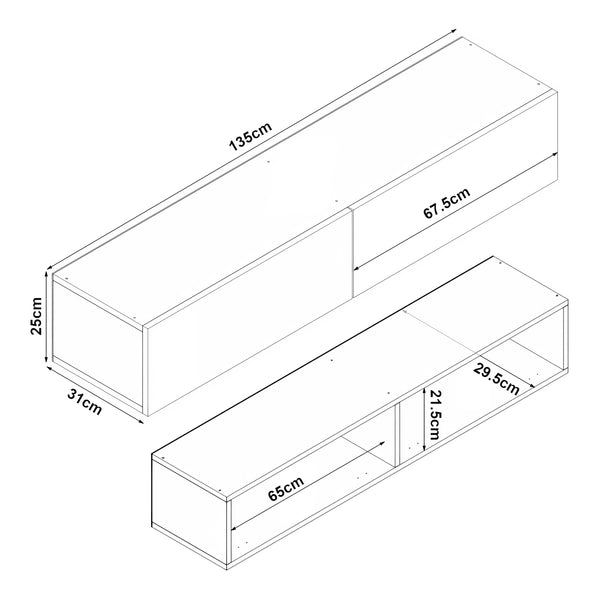 Mueble de televisión Toivakka 135x31x25cm en varios colores [en.casa]