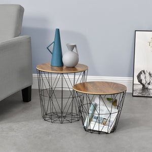 Mesa auxiliar con cesta de metal Codogno juego de 2 en varios colores en.casa