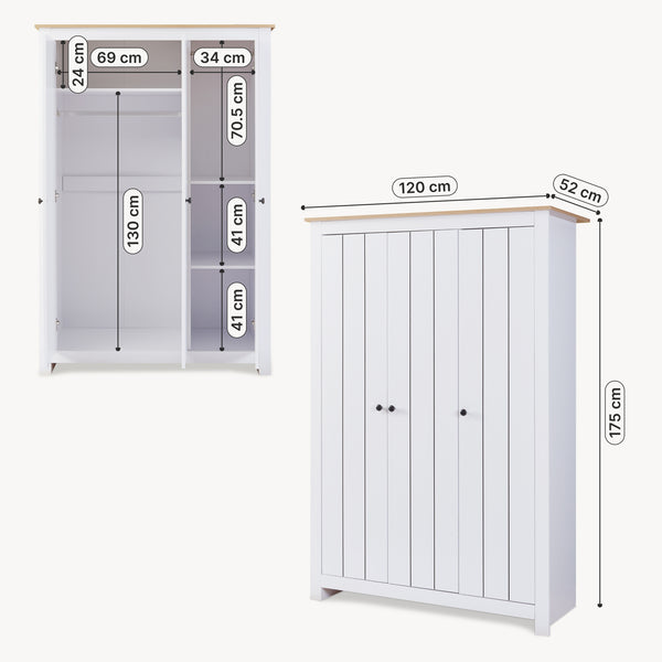 Kleiderschrank Vasand 175x120x52 cm [en.casa]