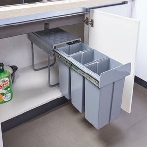 Cubo de basura empotrable Froland 2/3 compartimentos gris varias versiones [en.casa] - premiumXL