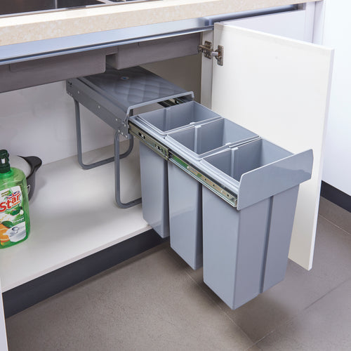 Cubo de basura empotrable Froland 2/3 compartimentos gris varias versiones [en.casa] - premiumXL
