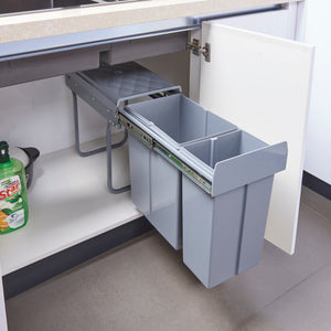 Cubo de basura empotrable Froland 2/3 compartimentos gris varias versiones [en.casa] - premiumXL