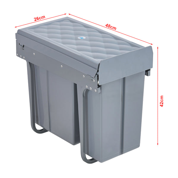Cubo de basura empotrado Froland 2/3 compartimentos Gris varias versiones [en.casa]