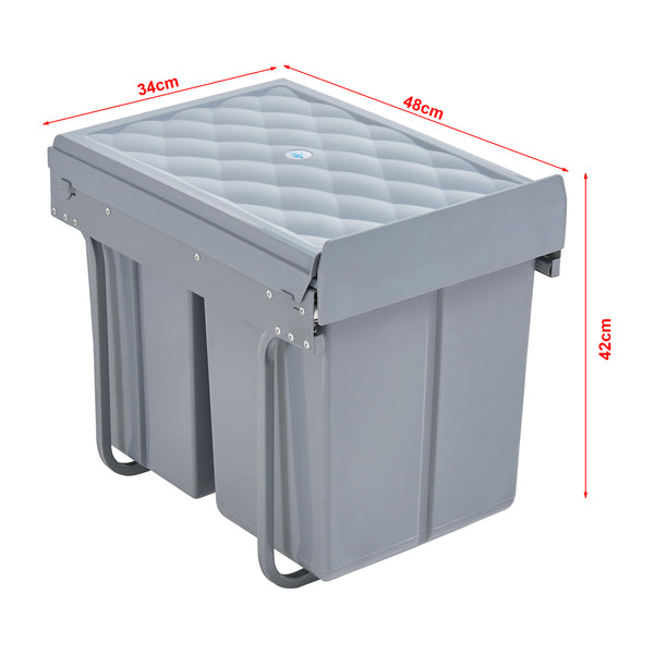 Cubo de basura empotrado Froland 2/3 compartimentos Gris varias versiones [en.casa]