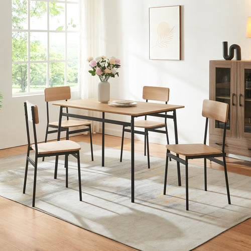 Conjunto de comedor Pollenev 5 piezas negro/roble óptica [en.casa] - premiumXL