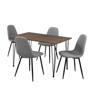 Grupo de comedor Vihti (Juego de 5 piezas) 120x70 cm Gris [en.casa]