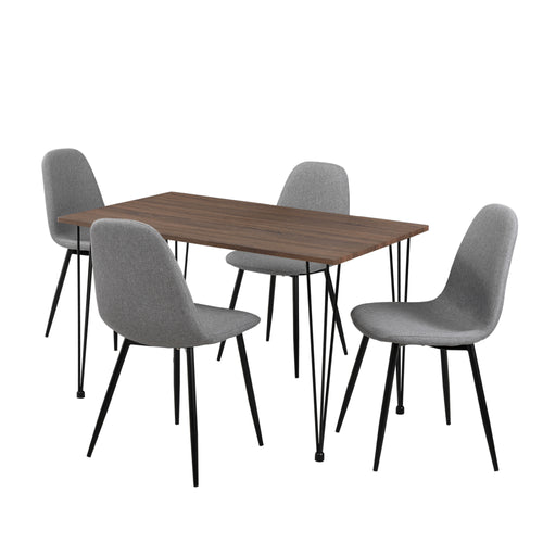 Grupo de comedor Vihti (Juego de 5 piezas) 120x70 cm Gris [en.casa]