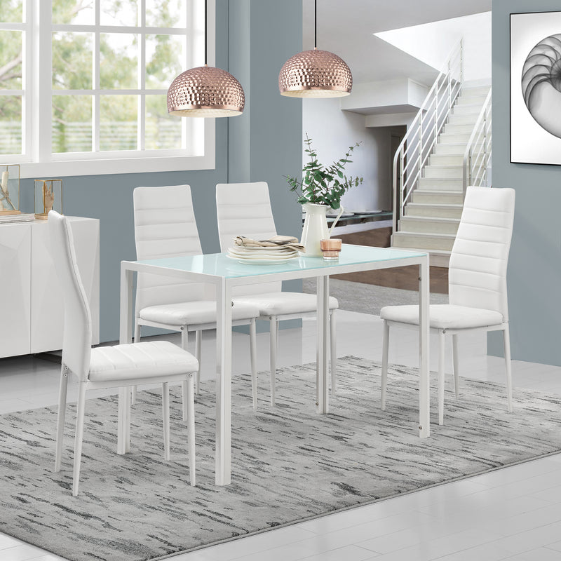 Esquema acotado Mesa de comedor Eschede 105x60x75 cm con tablero de vidrio en varios colores en.casa