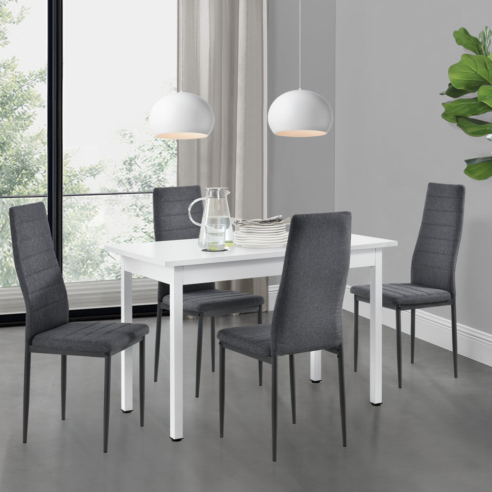 Conjunto de comedor Honningsvåg 5 piezas con mesa de 120x60 cm y 4 sillas acolchadas en.casa - premiumXL