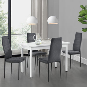 Conjunto de comedor Honningsvåg de 5 piezas con mesa de 120x60 cm y 4 sillas tapizadas en.casa