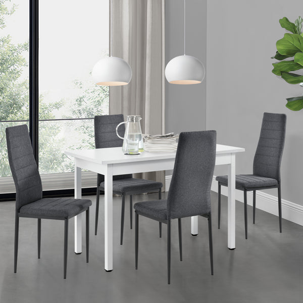 Conjunto de comedor Honningsvåg de 5 piezas con mesa de 120x60 cm y 4 sillas tapizadas en.casa