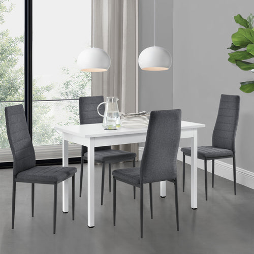 Conjunto de comedor Honningsvåg de 5 piezas con mesa de 120x60 cm y 4 sillas tapizadas en.casa