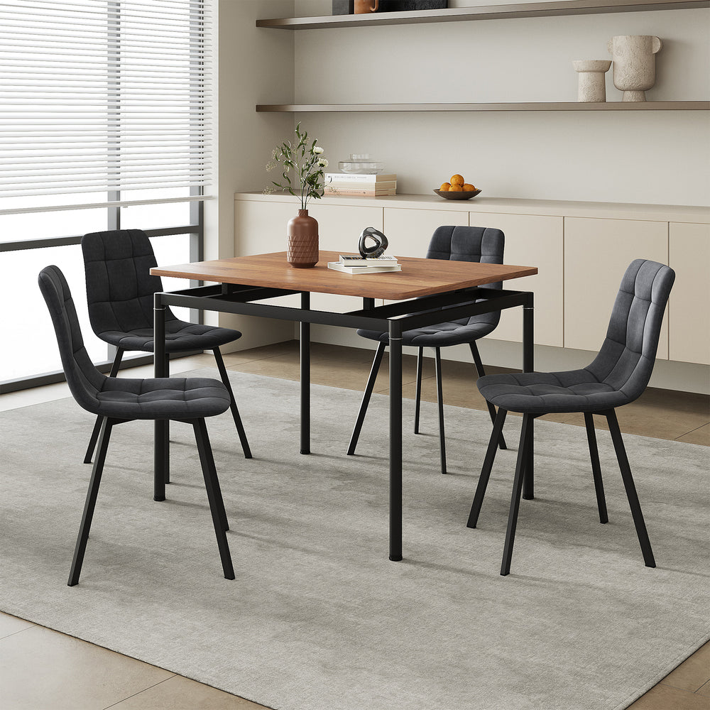 Grupo de comedor Hemnes de 5 piezas aspecto roble/gris oscuro [en.casa]