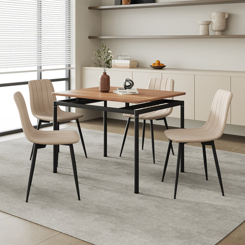 Grupo de comedor Hemnes de 5 piezas en aspecto roble/marrón claro [en.casa]