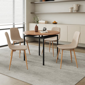Grupo de comedor Hemnes 5 piezas redonda marrón claro [en.casa]
